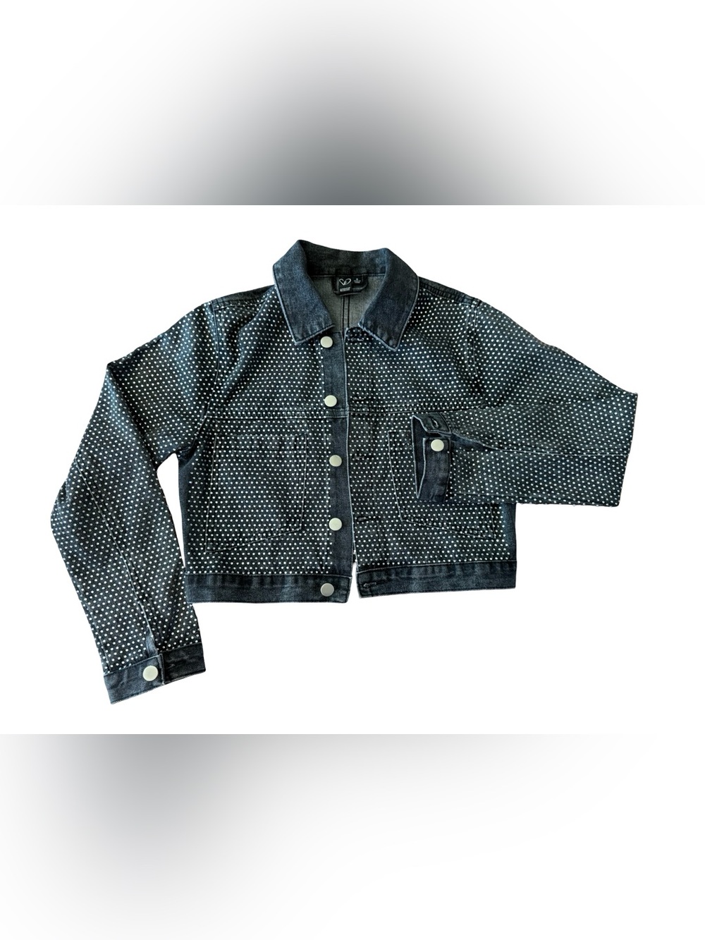 Windsor Rhinestone Studded Black Cropped Denim Jacket Size Small